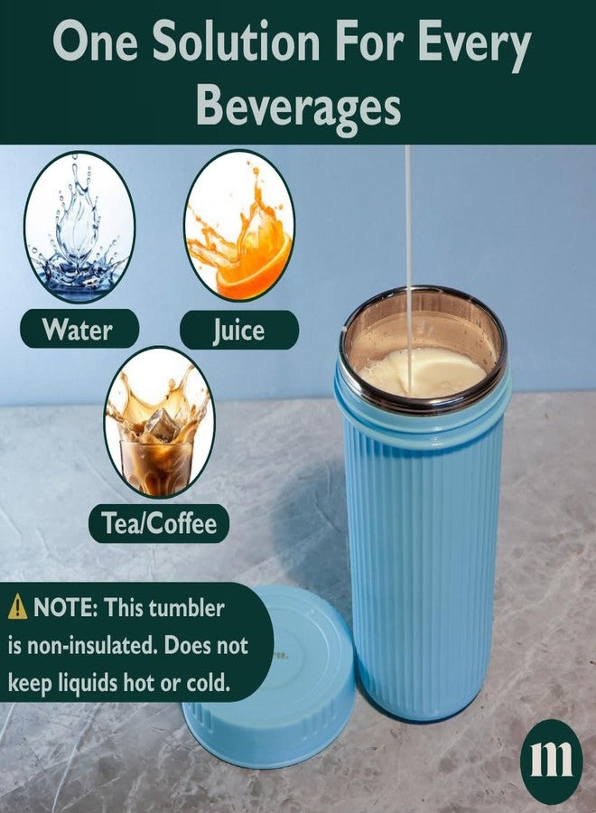 مارو كوب مارو فولاذي بغطاء بدون ماصة، سعة 450 مل، زجاجة صغيرة مانعة للتسرب وغير معزولة للسفر، كوب صغير مثالي للأطفال والكبار، مناسب للمدرسة أو المكتب، للعصير والماء والحليب واللبن الرائب والعصائر والشاي - Image 5